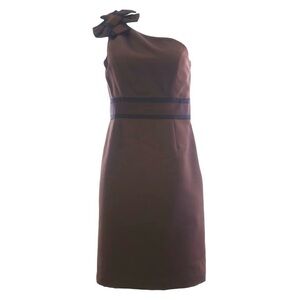 NWT NUE By Shani Women's One Shoulder Satin Grosgrain Trim Dress